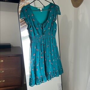 American Rag Teal Dress with Floral Accents